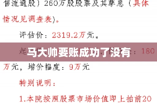 马大帅要账成功了没有