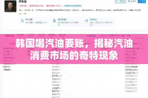 韩国喝汽油要账，揭秘汽油消费市场的奇特现象